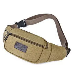 Unisex Functional Waist Bag Casual Canvas Waist Bag Mobile Phone Bag Men and Women Convenient Belt Banana Bag Fanny Pack Men New