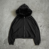 New chic fashion men womens autumn winter fur collar cardigan sweatshirt hip hop punk rock gothic hoodie casual loose streetwear