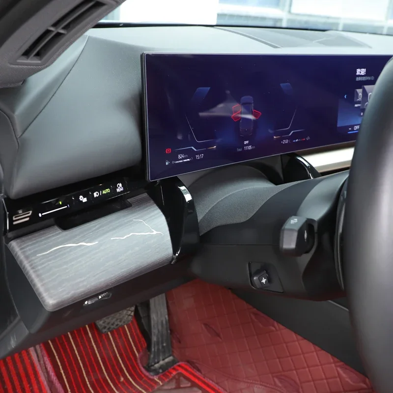 لسيارات BMW 5 Series G60 2024-26 ملحقات السيارة الداخلية ABS ألياف الكربون سيارة مركز التحكم شاشة عرض كلا الجانبين غطاء الكسوة #5