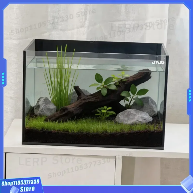 Mini Glass Desktop Aquarium with RGB LED Light Integrated Rear Filter Smart Multi Lamp Betta Fish Tank Set Small Home Decor