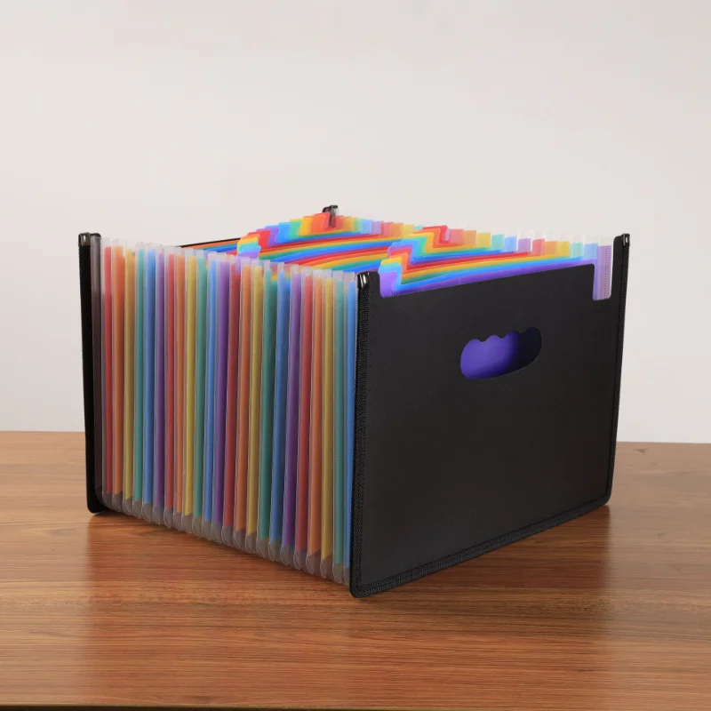 A6 Accordion Folder Expanding Receipt Folder Multi-layer File Case Button Closure with Index Stickers for Business Staff