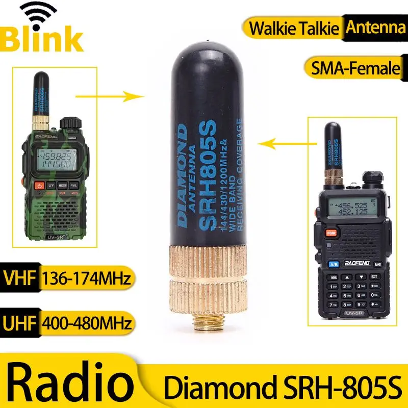 DIAMOND SRH-805S Antenna 144/430MHz Dual Band Walkie Talkie Radio Signal Booster for Baofeng BF-888S UV-82/3R/5R/10R/S9