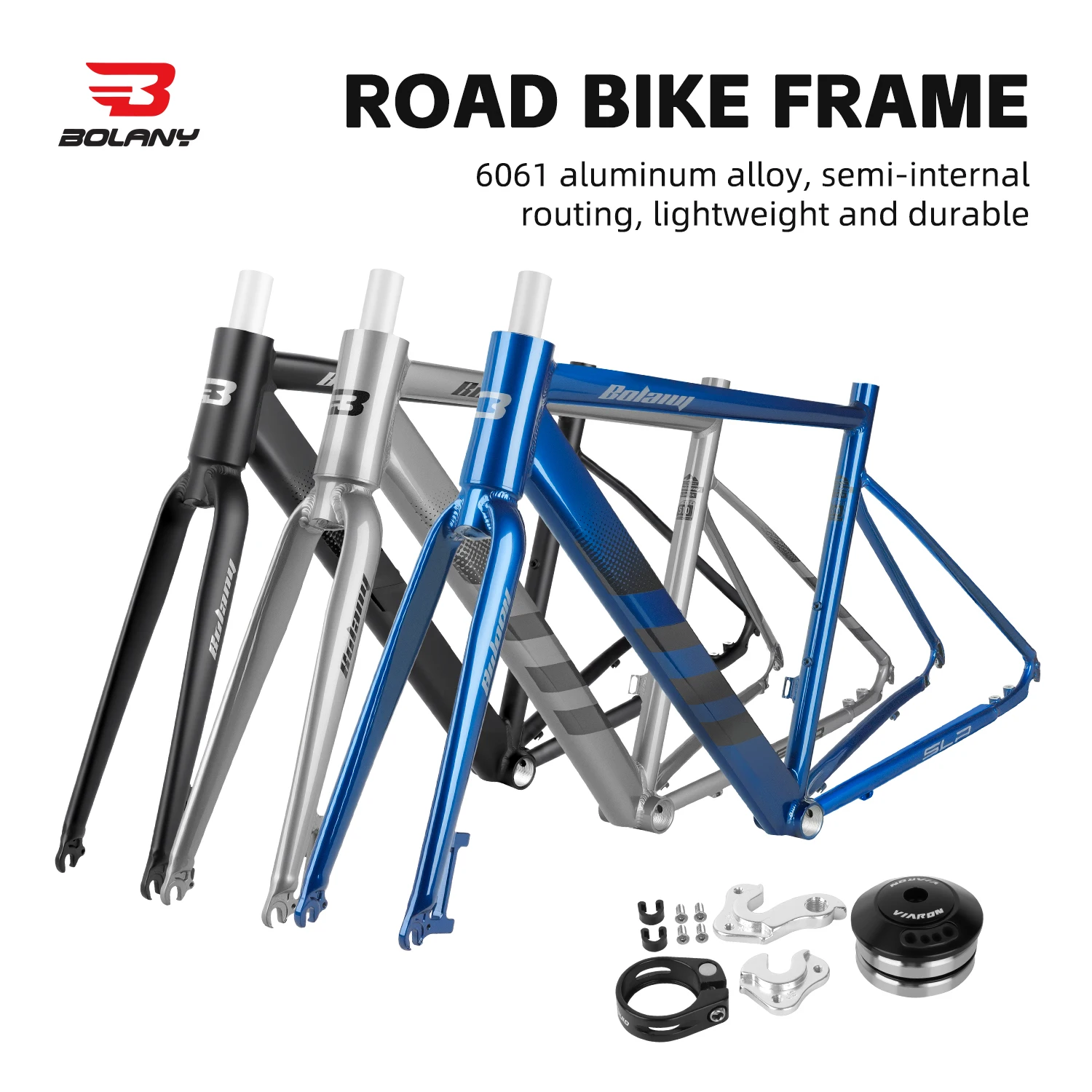 

BOLANY Road Bike Frame Internal Cable Routing Disc Brake Compatible 10x135mm Quick Release Aluminum Alloy Road Bicycle Frame