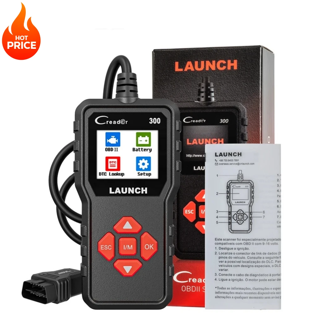 

LAUNCH X431 CR300 OBD2 CAN-сканер 2021, автоматический считыватель кодов, диагностические инструменты, тестер батарей двигателя I/M, бесплатное обновление онлайн