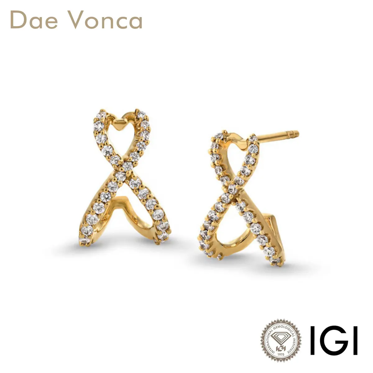 

9K/14K/18K Yellow Gold Crossover Diamond Earrings Brilliant Round Lab Grown Diamonds Pave J-Hoop Diamond Earring For Girlfriend