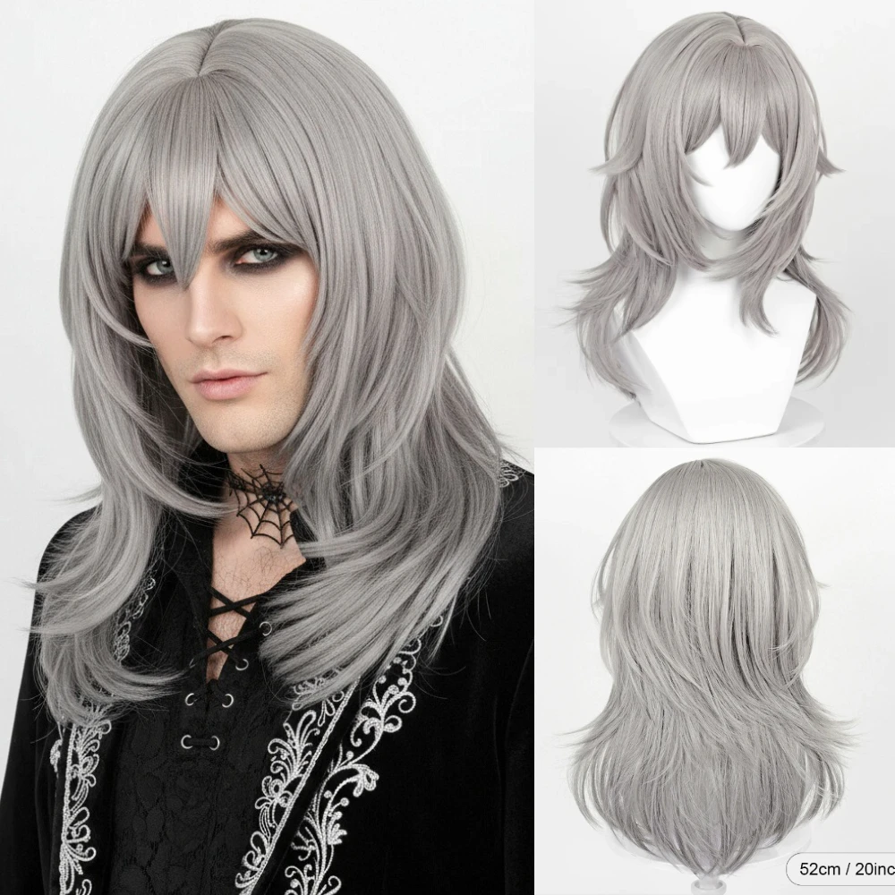 

Длинный прямой аниме-игровой косплей серый парик синтетический женский пушистый парик термостойкий аниме парик на Хэллоуин для повседневной вечеринки