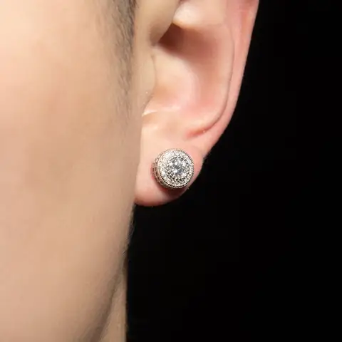 Dropshipping Hip Hop Fashion Jewelry Round CZ Zircon One Piece Stud Earrings For Women Y2k Accessories Free Item Shipping