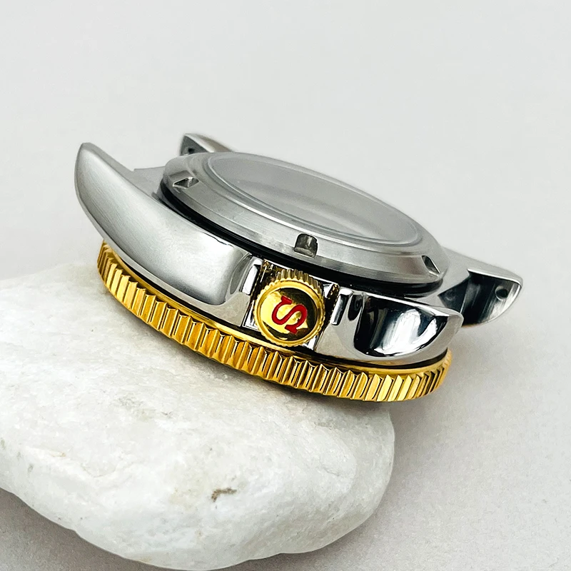 Модные серебряные корпуса часов, золотой рифленый безель, зеленый светящийся безель, вставка, подходит для механизмов Seiko SKX007 SRPD NH35, замена часов, ремонт