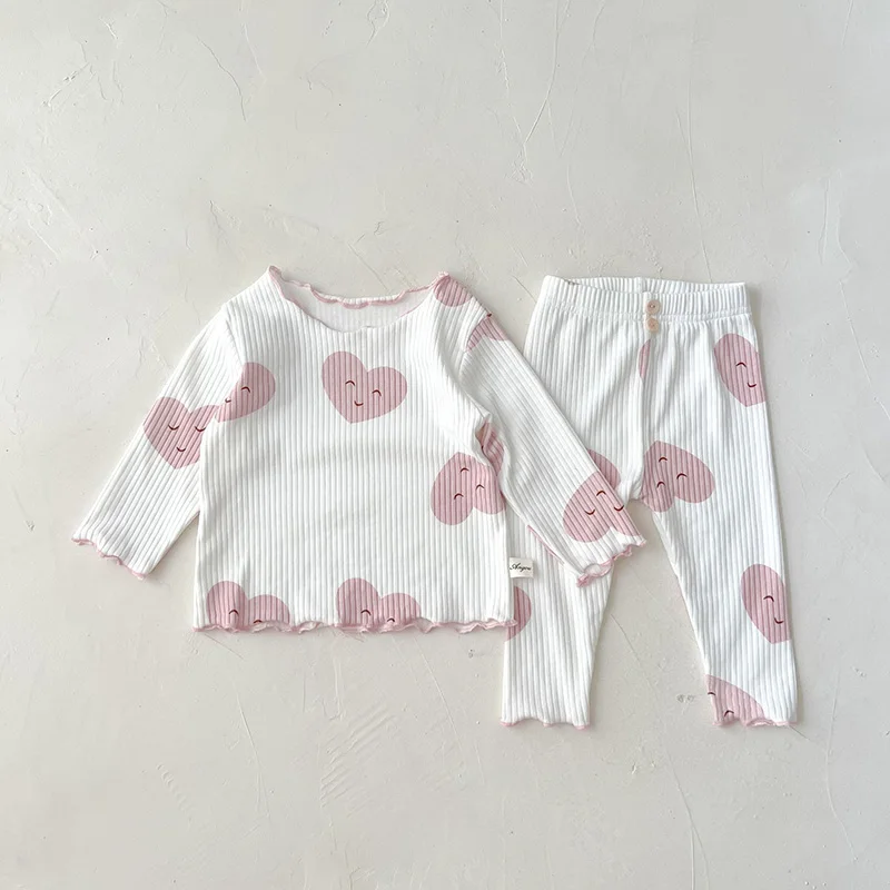 Spring Baby Pajama Set Cute Dot Print For Infant Girls Sleeper Wear Toddler Girls Indoor Clothes Suit