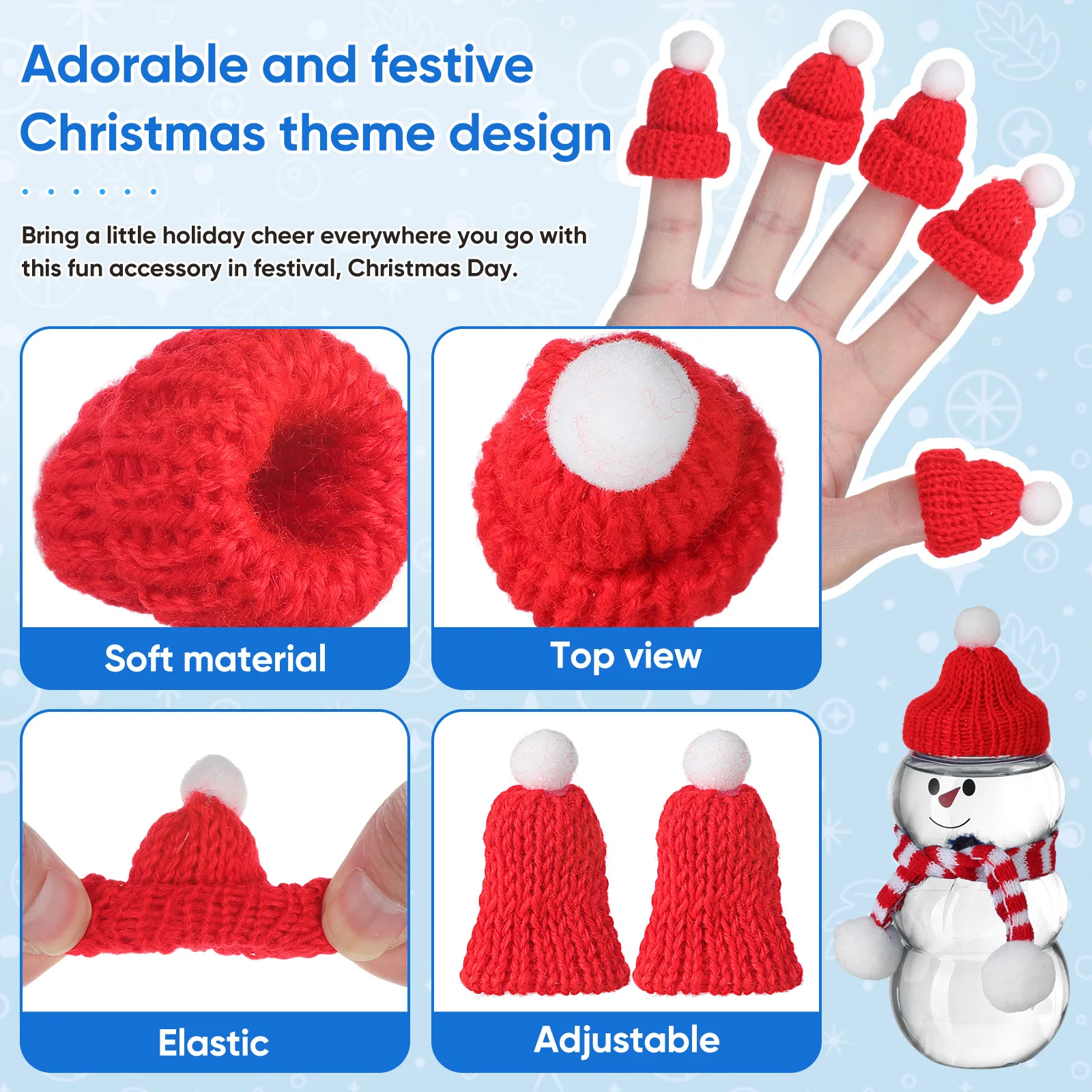 10pcs Christmas Accessories Knitted Santa Cap Diy Handmade Christmas Party Favors Party Favors Holiday Decoration Gift Dark Blue