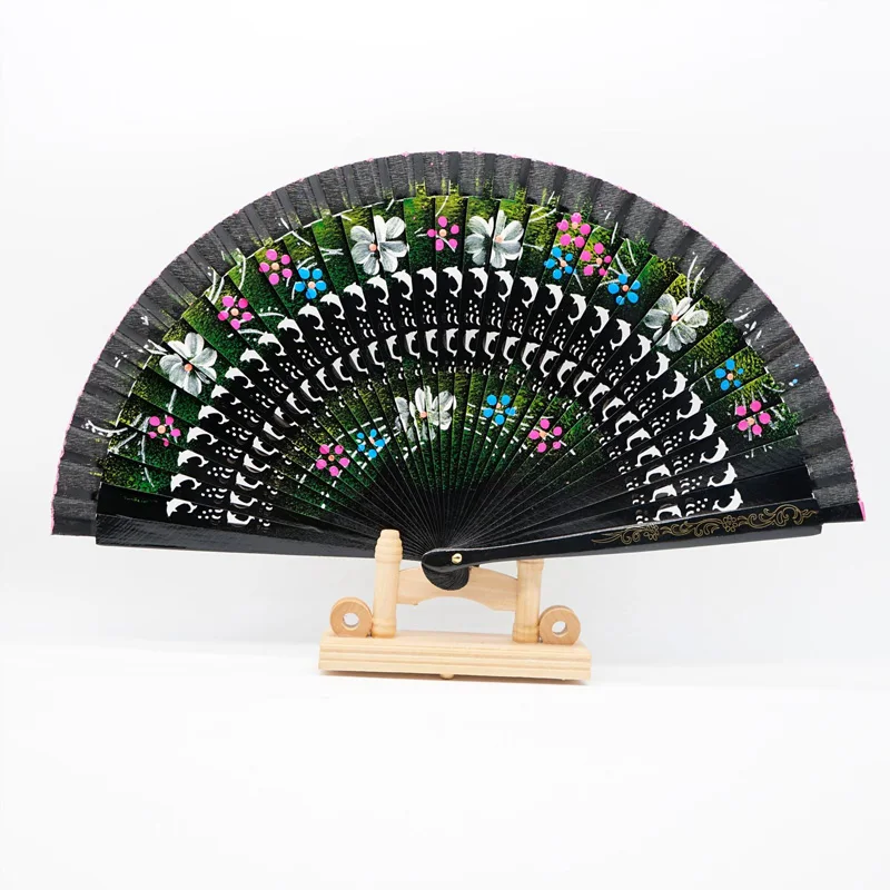 Dance Fan For Women Wood Spanish Fan For Dancing Painted Hand Folding Fan Party Home Decoration Ornaments Craft Gifts For Guest