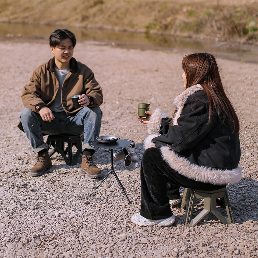 

Portable Dining Table Strong Load-bearing Telescopic Camping Table with Light Pole Tripod Storage Bag Outdoor Furniture