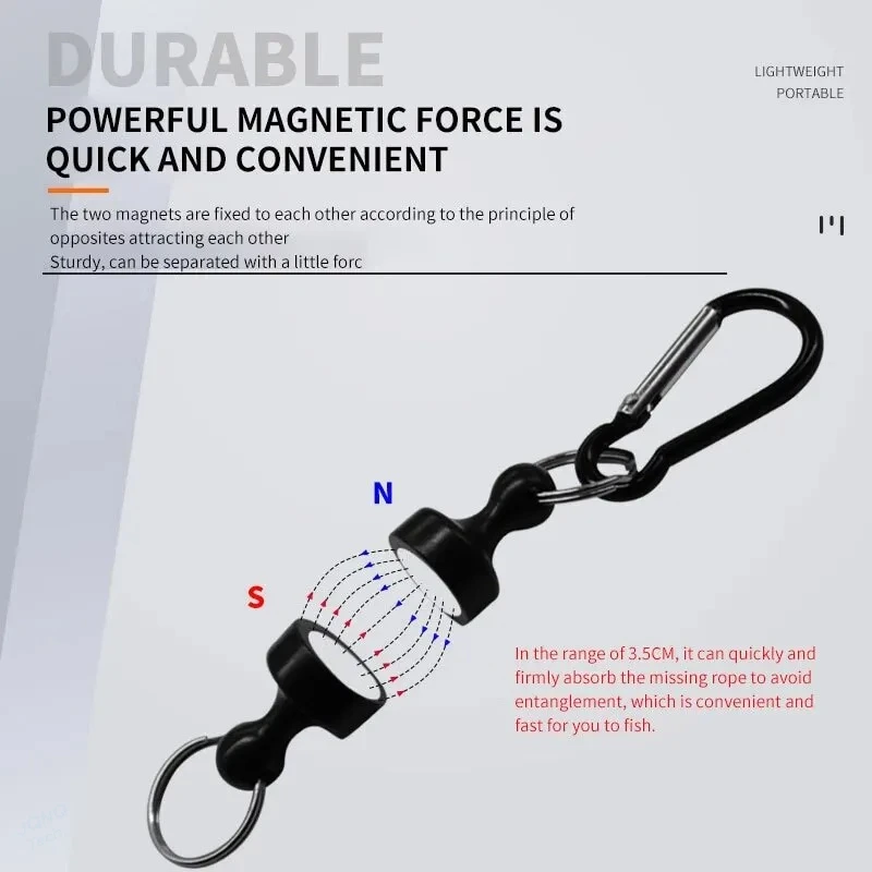 Magnetischer Angelkarabiner mit Schnellverschluss, Metallkarabiner mit starker Magnetkraft, kabelloses Verlustseil, Bergsteigerausrüstung – Detail 3