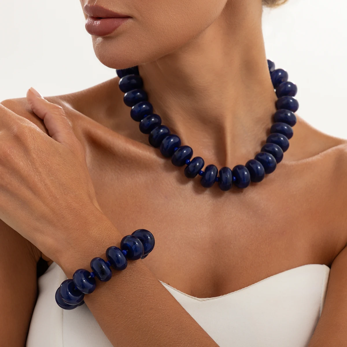 Salircon 20 Colors Colorful Resin Glass Beaded Choker Necklace Bracelet Bohemia Y2K Jewelry Accessories