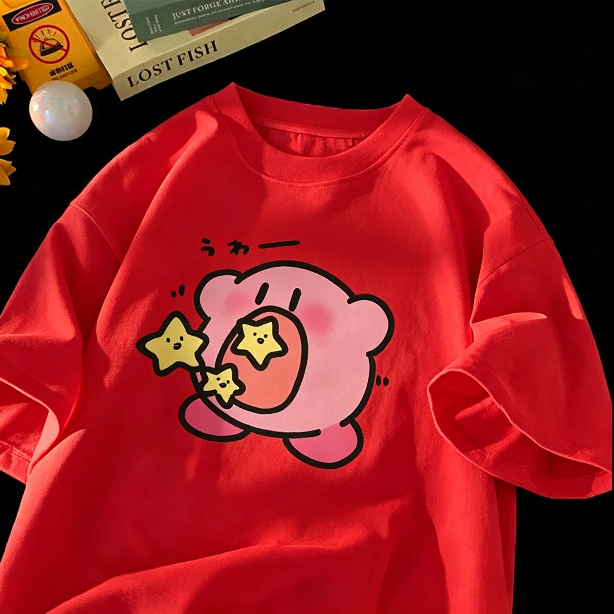 Niedliches Kirby-Eat-Star-Grafik-T-Shirt, Kawaii-Cartoon-Anime-T-Shirt für Damen, Herren und Kinder, lässiges Kurzarm-Oberteil, ästhetisches Geschenk für Fans – Detail 6