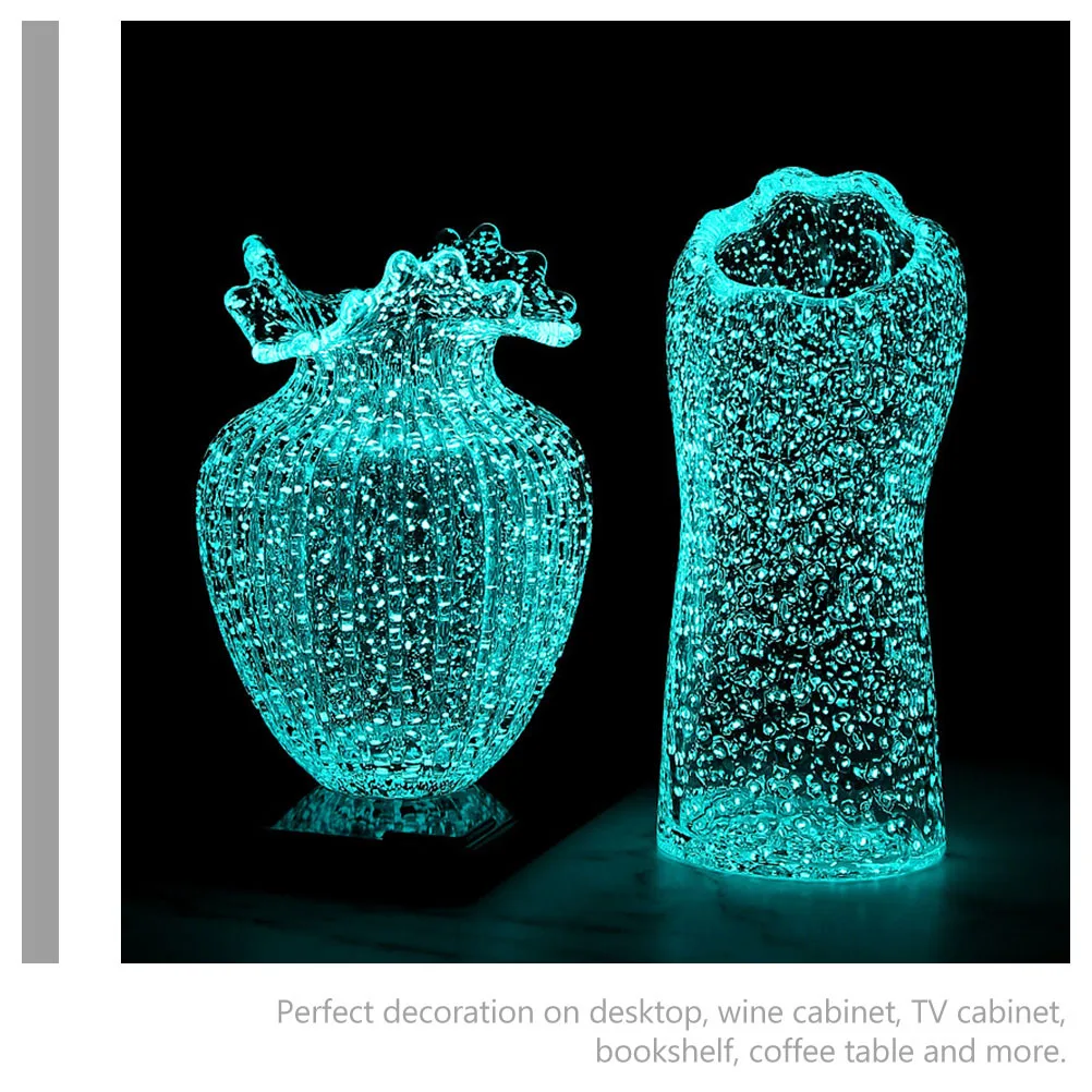 

Glass Flower Vase Luminous Waves Mouth Decorative Vase Home Office Table Floral Arrangement Container Hydroponic Plant Bottle