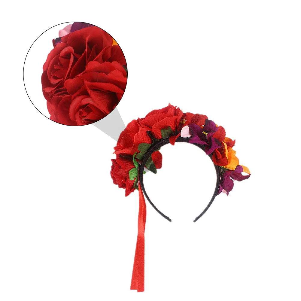 

Rose Orchid Headband Charming Festival Flower Wreath Girl Hair Fabric Accessory Floral Crown Headpiece