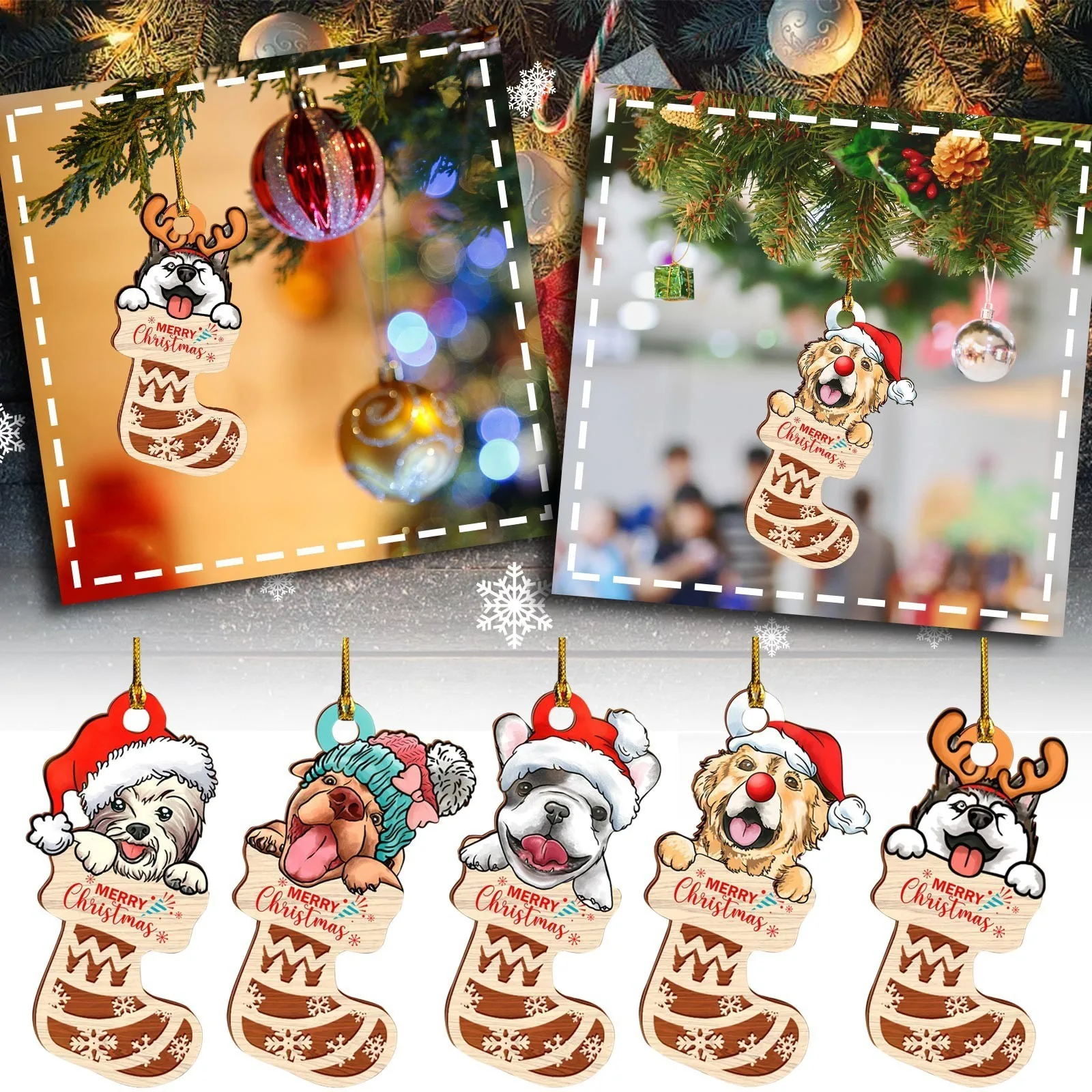 Christmas Tree Decorations Grinch Santa Christmas Stocking Dog Acrylic Pendants Xmas Hangings Kids Toys New Year Home Supplies