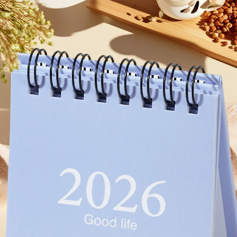 2026 ปฏิทินตั้งโต๊ะขนาดเล็กสีโมรันดี,ปฏิทินวางแผนบนเดสก์ท็อป บันทึกข้อความ ของตกแต่งขนาดเล็ก