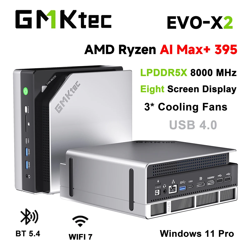 GMKtec كمبيوتر صغير EVO-X2 Windows11 Pro DDR5 8000MHz PCle 4.0 M.2 2280 SSD 2.5G LAN HDMI2.0 USB4.0*2 WIFI7 BT5.4 كمبيوتر مكتبي #1