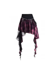 Women's Pink A-line Skirt Vintage Y2k Mini Skirt Harajuku Korean Fashion A-line Skirts Emo 90s Trashy 2000s Gothic Clothes 2023