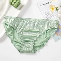 EUR Size Women's Panties Sexy Super Stretchy Underpants Female Lingerie Mid Waist Satin Briefs Breathable Comfortable Underwear