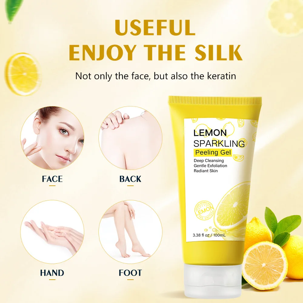 Lemon Exfoliating Gel Facial Scrub Cleanser Gels Whitening Moisturizer Repair Acne Blackhead Facial Scrub Cleaner Skincare