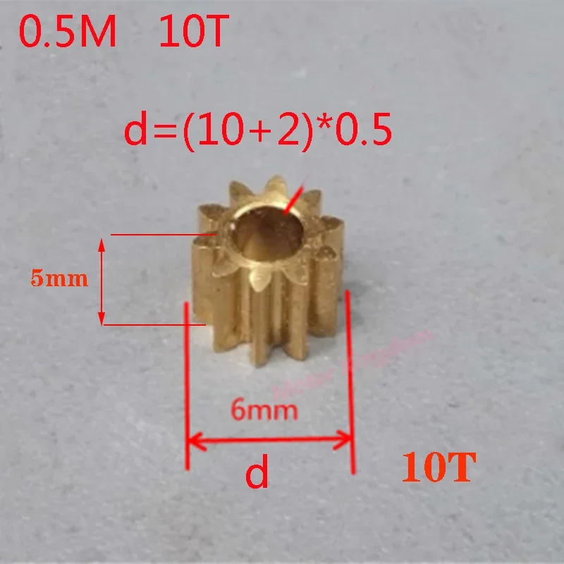 0.5M Modulus Toy Car Motor Transmission Gear 7T 8T 9T 10T 11T 12T 13T 16T Teeth Metal Copper Gear Fit 1mm 1.5mm 2mm 2.3mm Shaft