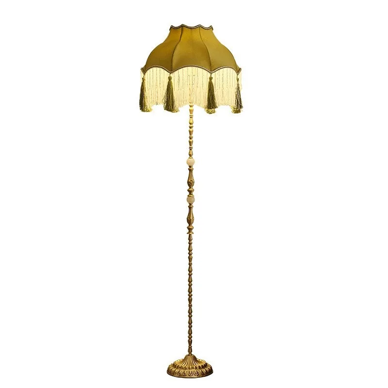 Full copper tassel retro French American living room bedroom study bedroom living room atmosphere floor lamp
