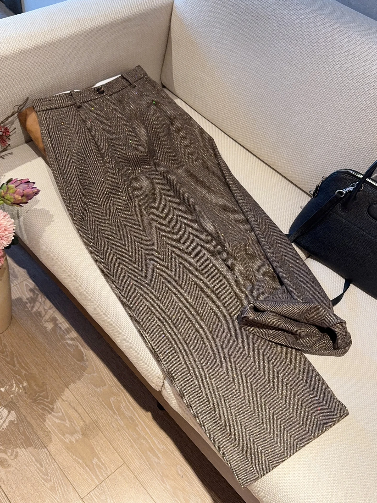 

Fall Winter High Quali Commute Woolen Trousers Ele Straight Loose Long Pants Women's Faionable Busin Casual