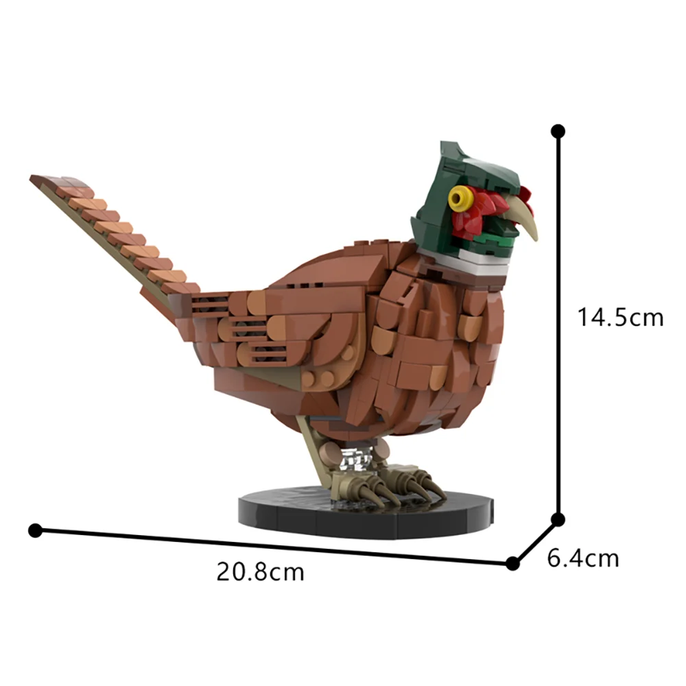 MOC-183592 Pheasant Building Blocks Cute Bird Series Figure Model Brick DIY Creative Toys Educational Children Gift