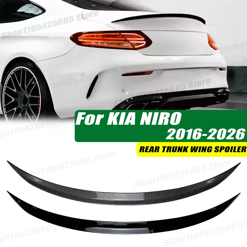 120cm 5D Carbon Look Rear Boot Trunk Spoiler Lip Stick-On Decorative Rear Wing For KIA NIRO 2016-2026 Car Accessories