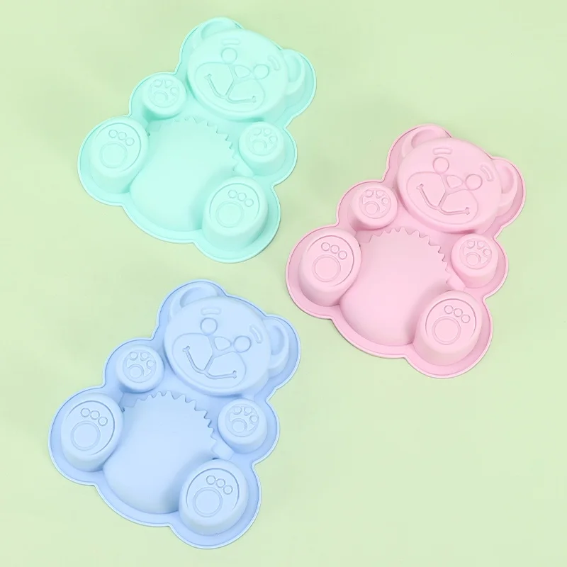 Bear Shape Cake Mold Cartoon Silicone Biscuit Model Kitchen Baking Decoration Accessories Handmade Soft Candy Cake Moulds