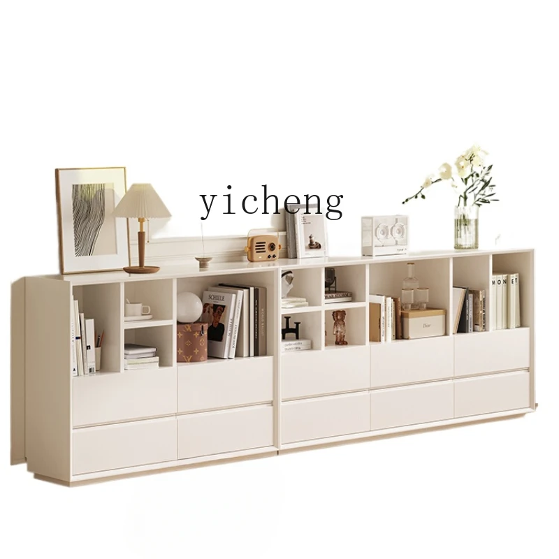 

ZK Modern Minimalist Living Room Bedroom Combined Bookcase White Floor TV Cabinet Solid Wood Storage Locker