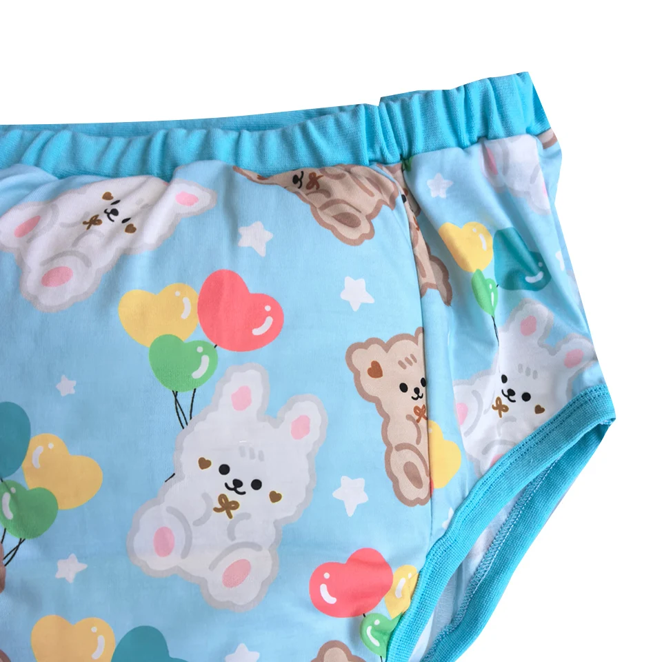 ABDL Erwachsenen-Baby-Windelhose mit Polsterung Innen, Cartoon-Muster, Trainingshose, Waschbare Windelhose, Heim- und Paar-Lernhose – Detail 4