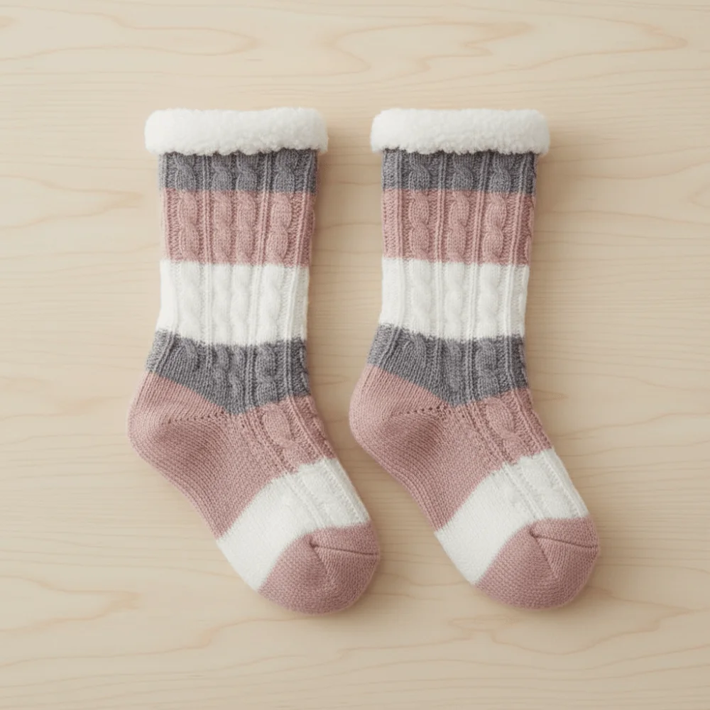 موضة العجين المقلي تويست شريط جوارب صوفية رشاقته الدافئة المرجان جوارب صوف الجوارب Kawaii النوم الجوارب النساء خريف شتاء