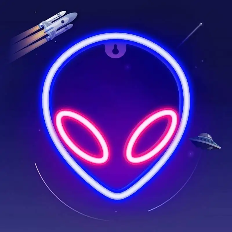 Party Neon Light LED Aliens ET Earth Planet Rocket Led Night Light for Bedroom Decor Neon Sign Wallpaper Christmas Birthday Gift