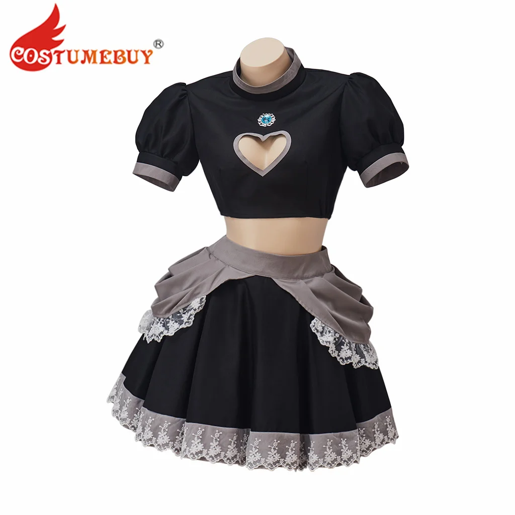 

Bowsette Cosplay Costume Bowsette Black Dress Crop Top Skirts Halloween Carnival Outfit for Women Girls