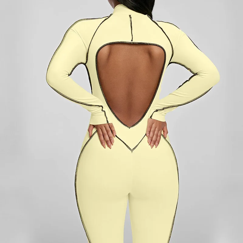 JHJN Schuren Yoga Jumpsuit Uitgeholde Rug Schoonheid Nauwsluitende Fitnesskleding Hoge intensiteit Oefening Jumpsuit Meisje