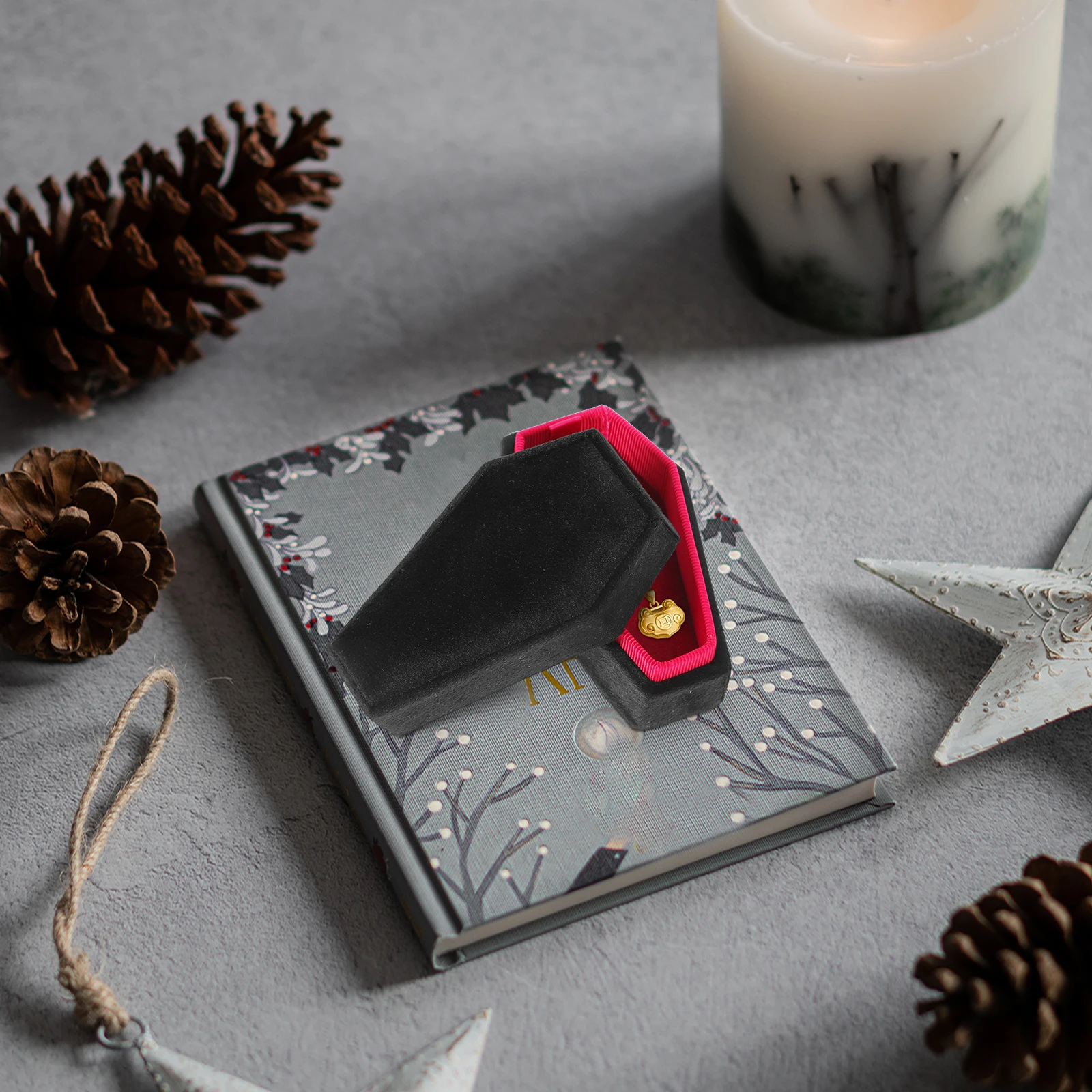 

Jewelry Box for Necklace Earrings Storage Display Lightweight Gift Packaging Black Swan Coffin Design