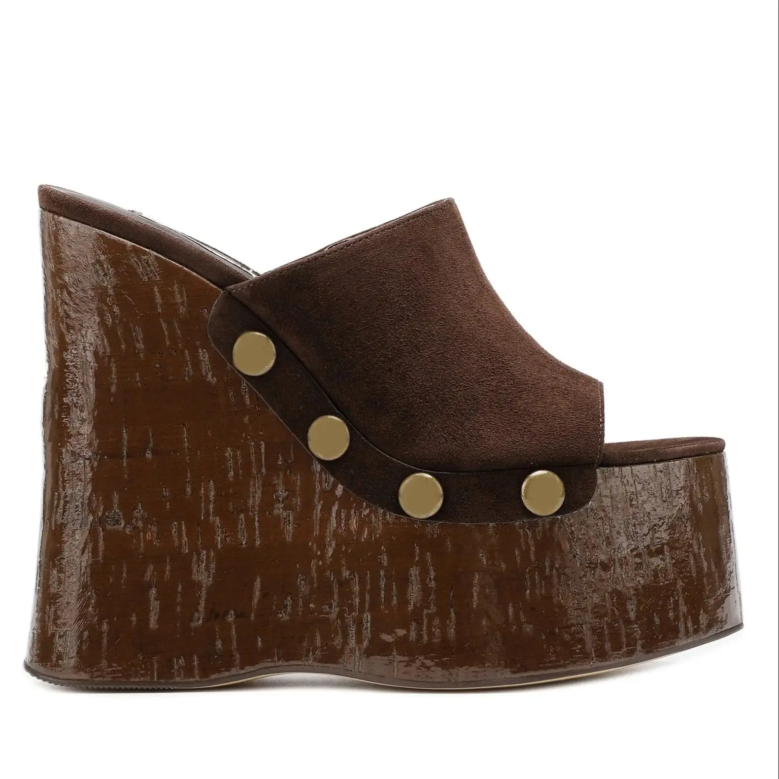 صنادل نسائية بمسامير كبيرة مدمجة بحزام PVC بمقدمة مفتوحة وكعب عالي للغاية ومنصة طويلة Sandales à Talons أحذية مرتفعة #2