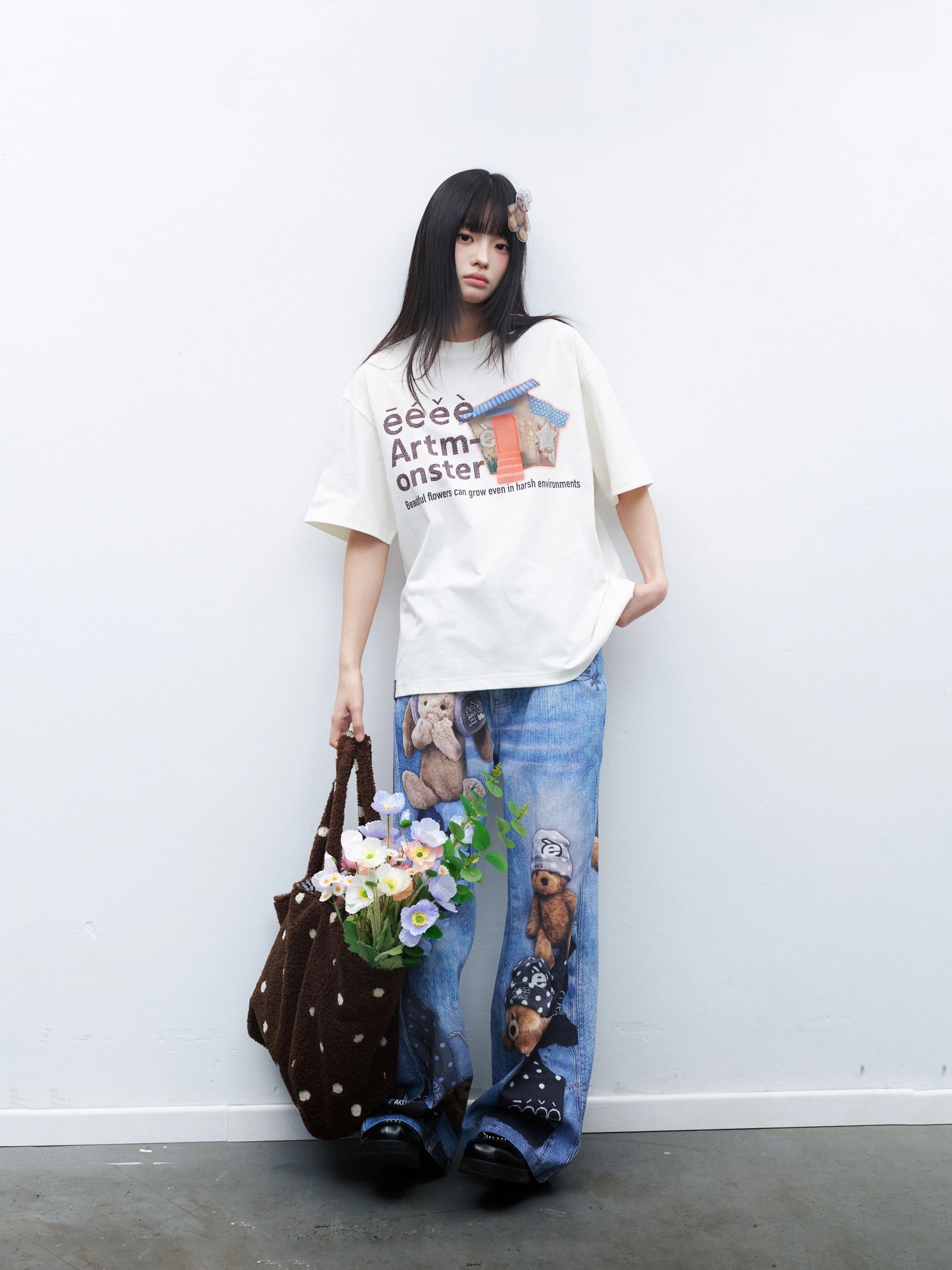 Handmade House Design Couple T-Shirts Short Sleeve Letter Print Summer Fashion Unique Design Sense Diamond Sense Digital Prin...