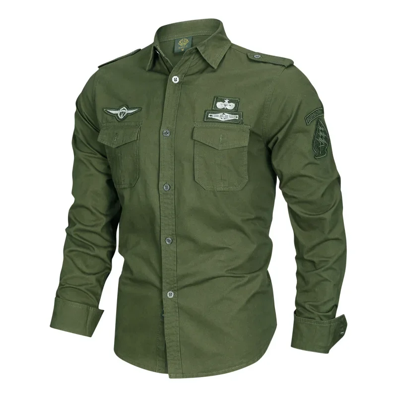 Men's Spring Autumn Military Tactical Shirt Male Combat Army Cotton Shirts Long Sleeve Camisa Cargo Male Shirts Plus Size 6XL