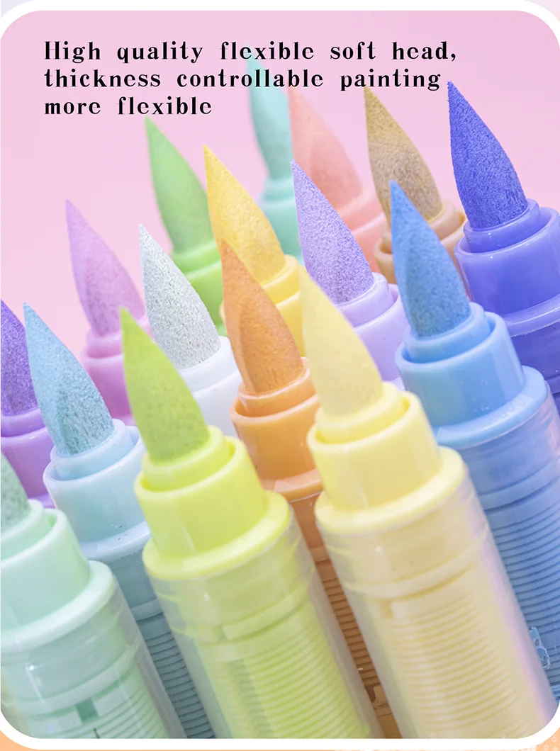GuangNa 12-72 Farben Soft Brush Acryl-Markierungsstift-Set, Hautton, Macaron-Farbe, DIY handgezeichnet, Paint Art Markers Stifte, GN.8201F/M – Detail 23