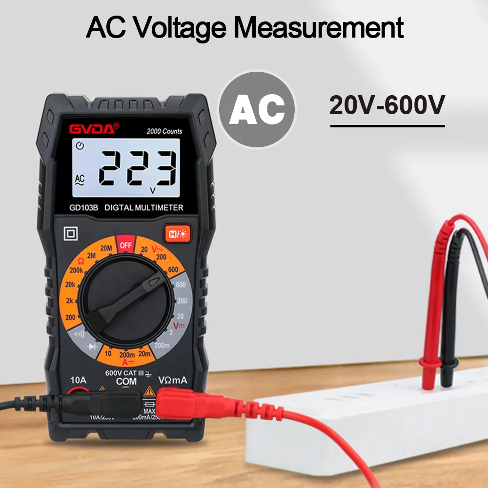 GVDA Digital Multimeter Professional AC DC Voltage Current Resistance Continuity Voltage Tester Digital True RMS Multimetro