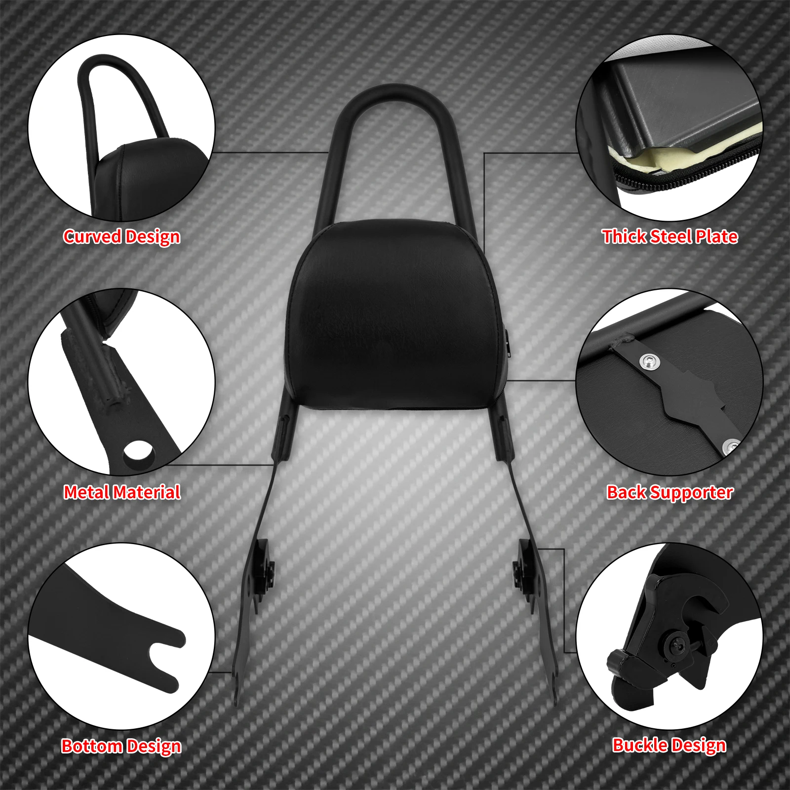 Motorcycle Detachable Sissy Bar Passenger Backrest Black For Harley Sportster XL 883 1200 72 48 Iron Roadster Custom 2004-2023