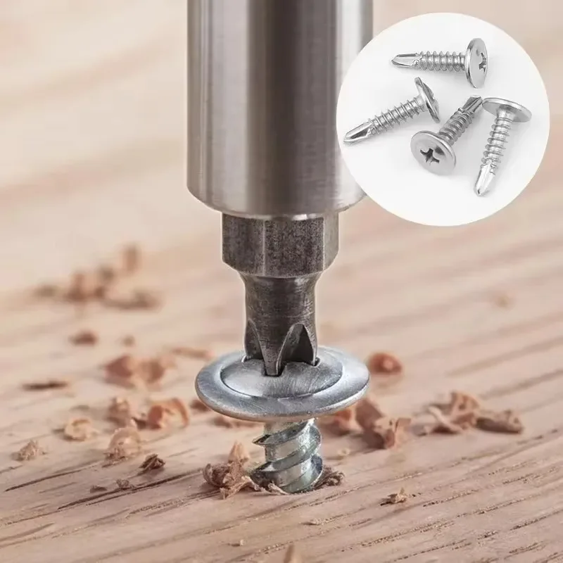 100PCS High-Strength #8 M4.2 Self-Tapping Sheet Metal Screws - 410 Stainless Steel Truss Head, Quick Tapping for Lath to Metal