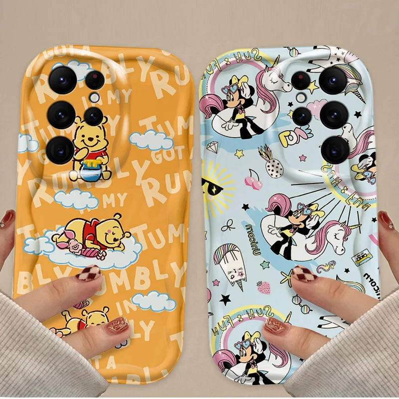 Disney Mickey Minnie Mouse Wave Case For Samsung Galaxy S24 Ultra S23 S22 Plus S21 S20 FE A25 A55 A35 A15 A05 A05S Back Cover