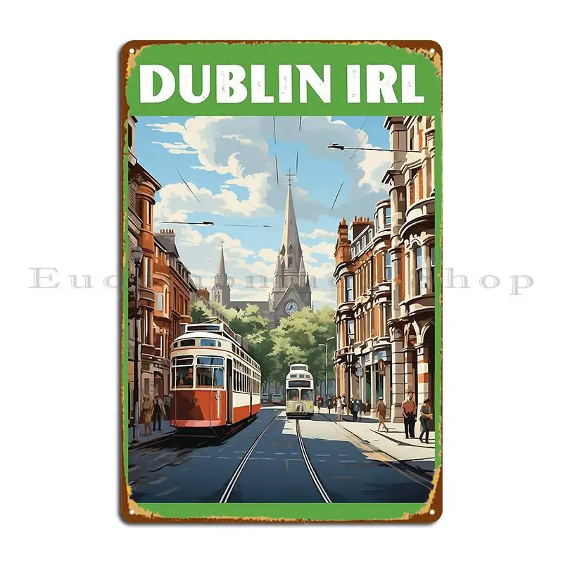 Dublin Travel Poster In The Style Of 50s Screen Print Travel Posters Metal Plaque Cinema Kitchen Party Custom Tin Sign Poster