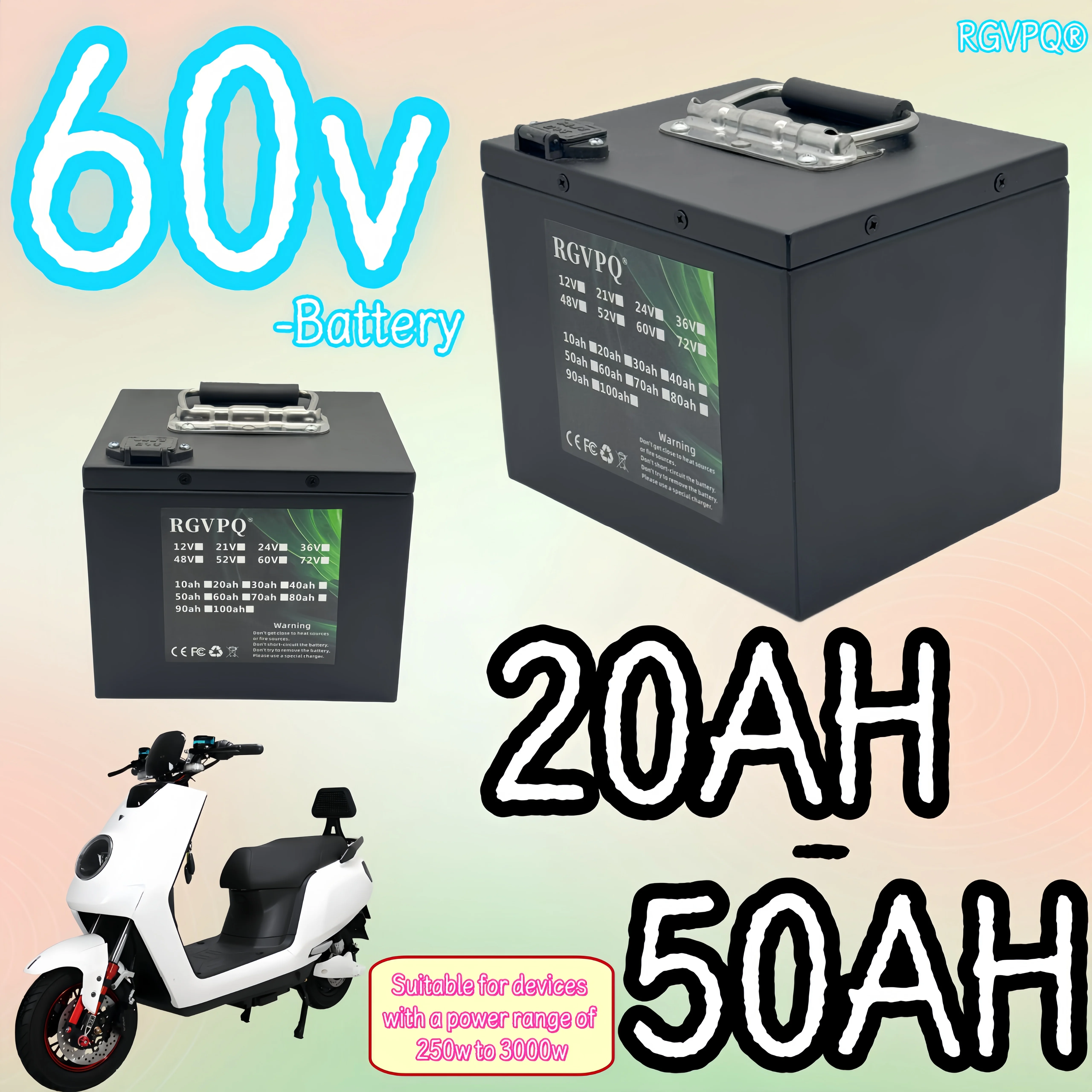 

60V electric vehicle 18650 lithium-ion battery, 20AH-50AH, iron box shell material, application 1000W-3000W